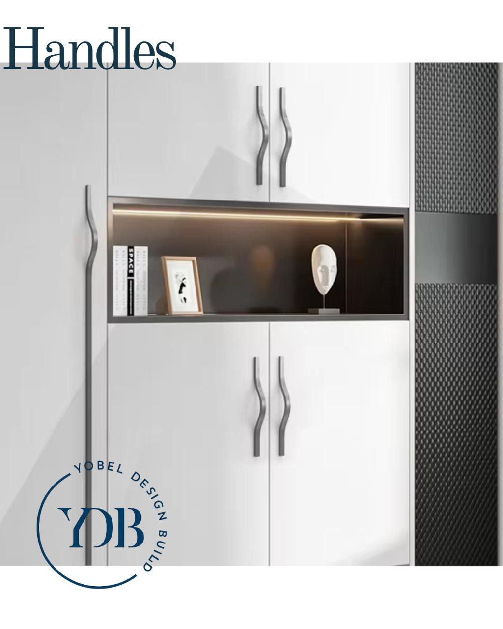Minimalist curved black caninet handles