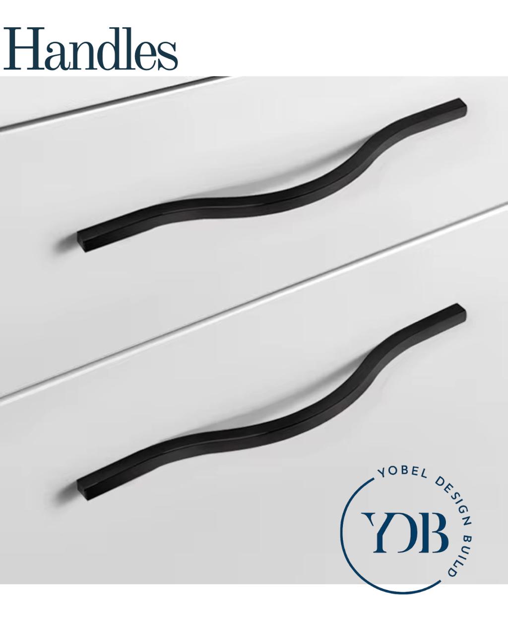 Minimalist curved black caninet handles thumbnail