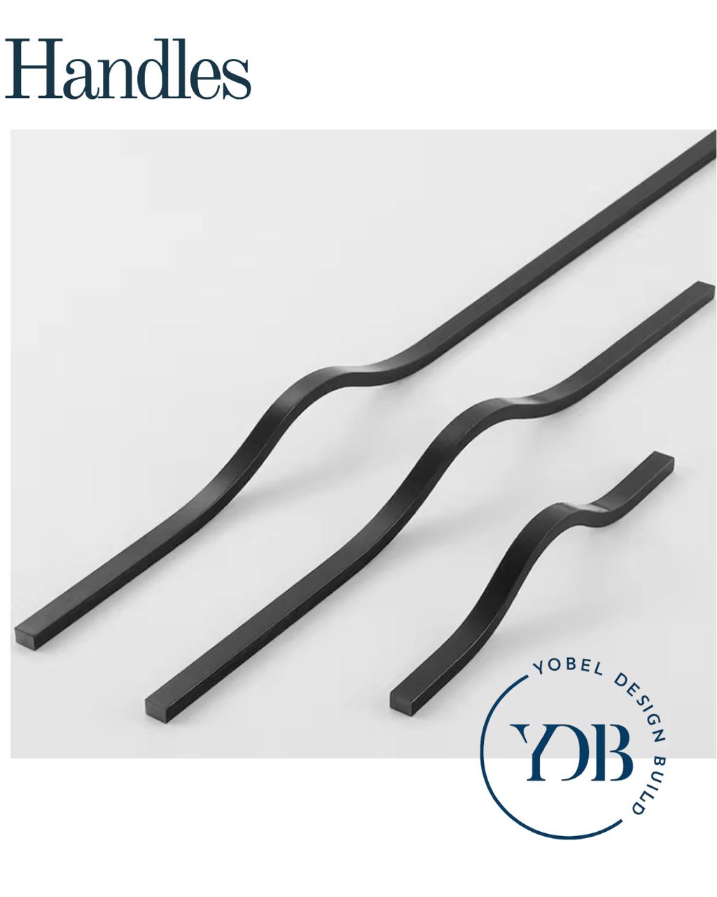 Minimalist curved black caninet handles